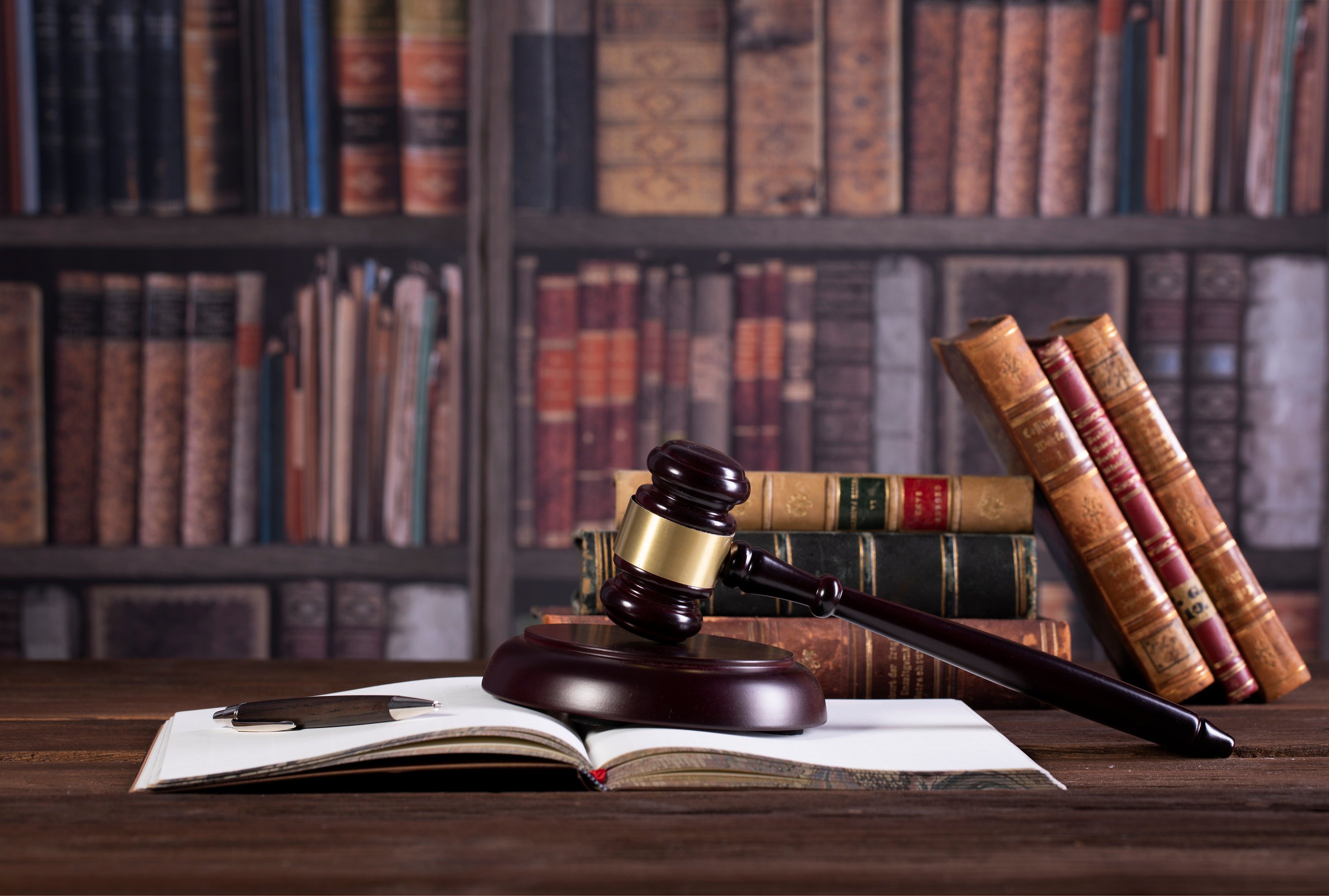 law office, lawbooks and wooden judge's gavel Law concept